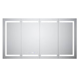 WELLFOR 60-in x 36-in Lighted LED Fog Free Surface/Recessed Mount Silver Mirrored Soft Close Medicine Cabinet with Outlet