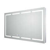WELLFOR 60-in x 36-in Lighted LED Fog Free Surface/Recessed Mount Silver Mirrored Soft Close Medicine Cabinet with Outlet