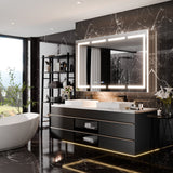 WELLFOR 60-in x 36-in Lighted LED Fog Free Surface/Recessed Mount Silver Mirrored Soft Close Medicine Cabinet with Outlet