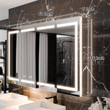 WELLFOR 60-in x 36-in Lighted LED Fog Free Surface/Recessed Mount Silver Mirrored Soft Close Medicine Cabinet with Outlet