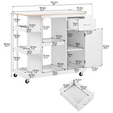 CESICIA White Wood Base with Wood Top Rolling Kitchen Island (17.5-in x 40-in x 33.7-in)