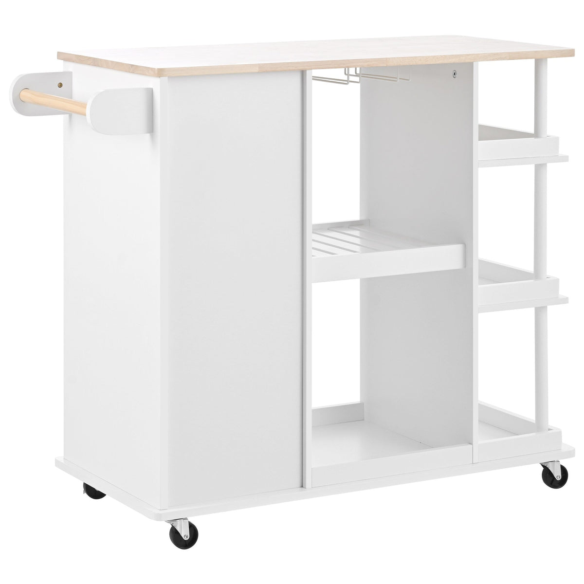 CESICIA White Wood Base with Wood Top Rolling Kitchen Island (17.5-in x 40-in x 33.7-in)