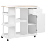 CESICIA White Wood Base with Wood Top Rolling Kitchen Island (17.5-in x 40-in x 33.7-in)