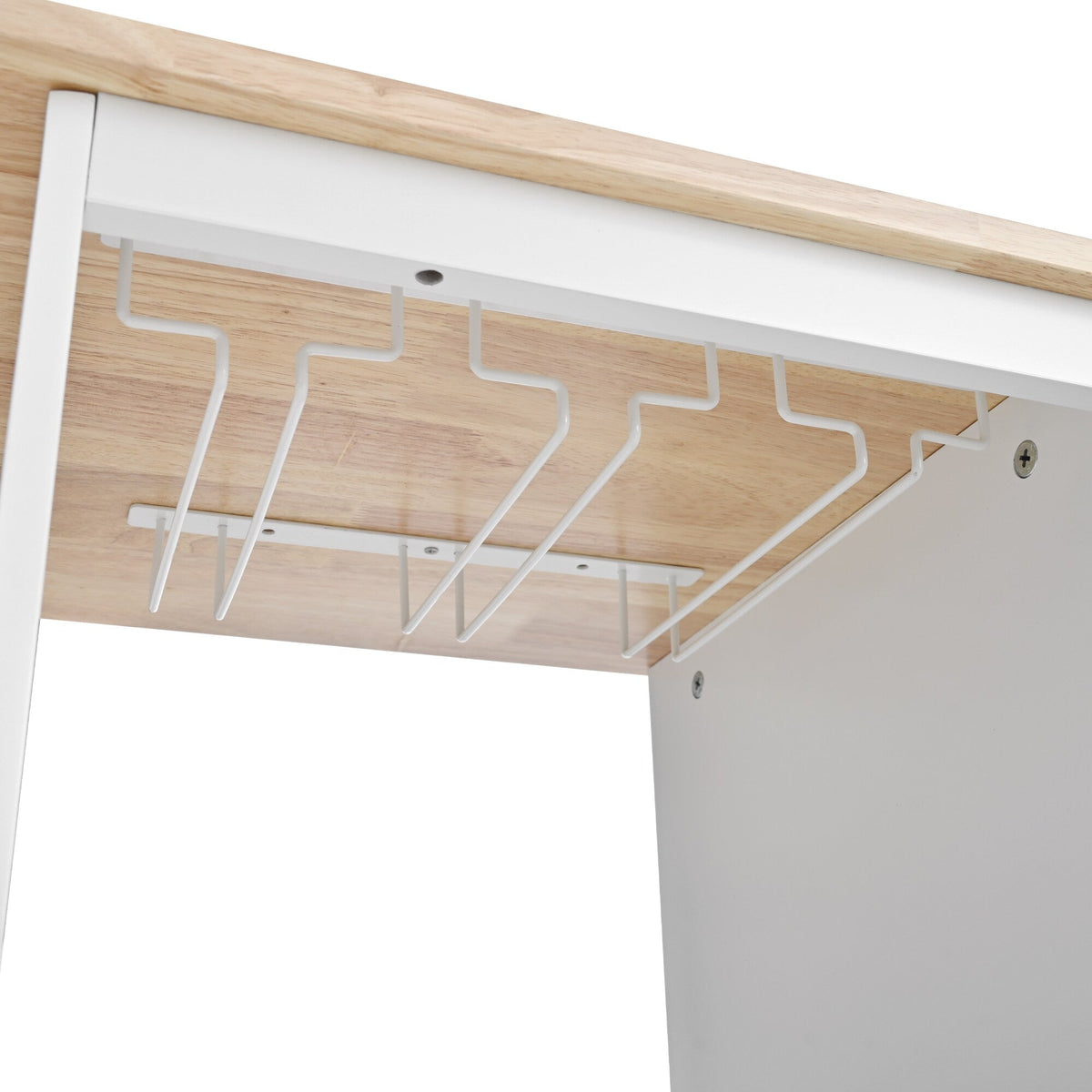 CESICIA White Wood Base with Wood Top Rolling Kitchen Island (17.5-in x 40-in x 33.7-in)