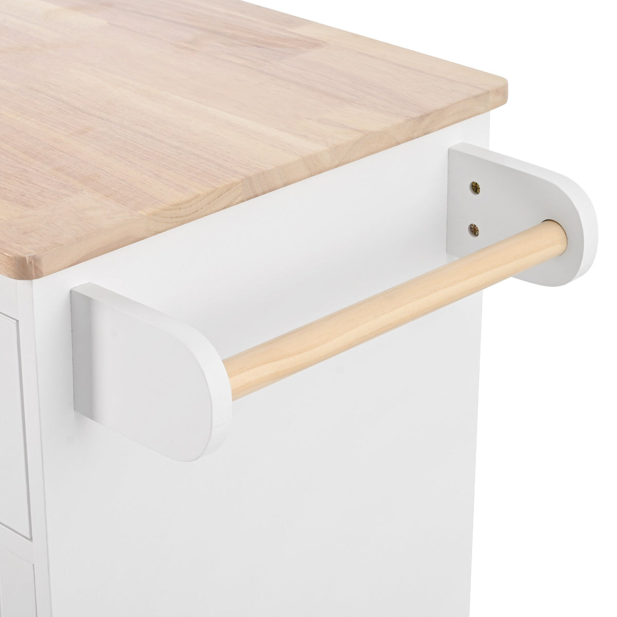 CESICIA White Wood Base with Wood Top Rolling Kitchen Island (17.5-in x 40-in x 33.7-in)
