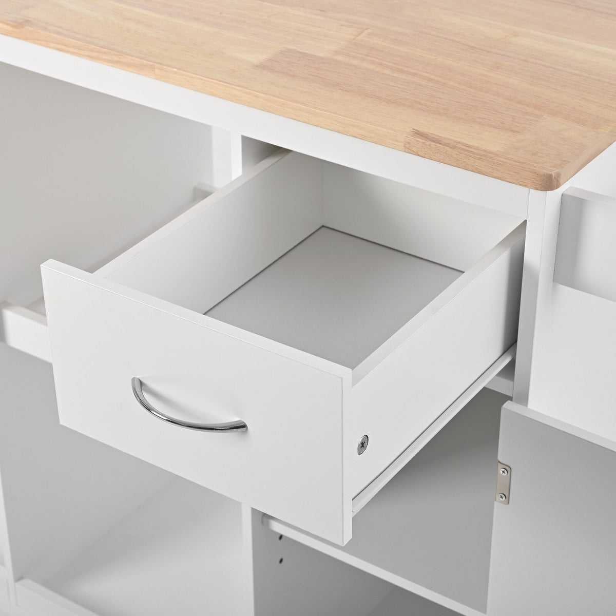 CESICIA White Wood Base with Wood Top Rolling Kitchen Island (17.5-in x 40-in x 33.7-in)