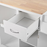 CESICIA White Wood Base with Wood Top Rolling Kitchen Island (17.5-in x 40-in x 33.7-in)
