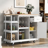 CESICIA White Wood Base with Wood Top Rolling Kitchen Island (17.5-in x 40-in x 33.7-in)