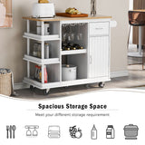CESICIA White Wood Base with Wood Top Rolling Kitchen Island (17.5-in x 40-in x 33.7-in)