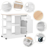 CESICIA White Wood Base with Wood Top Rolling Kitchen Island (17.5-in x 40-in x 33.7-in)