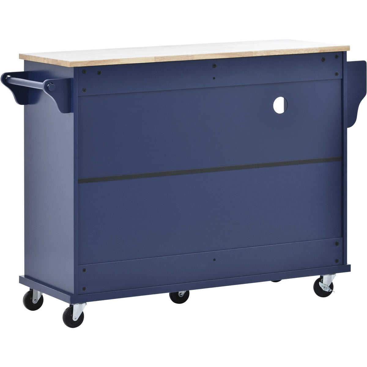 CESICIA Blue Wood Base with Wood Top Rolling Kitchen Island (18.1-in x 50.8-in x 36.2-in)