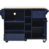CESICIA Blue Wood Base with Wood Top Rolling Kitchen Island (18.1-in x 50.8-in x 36.2-in)