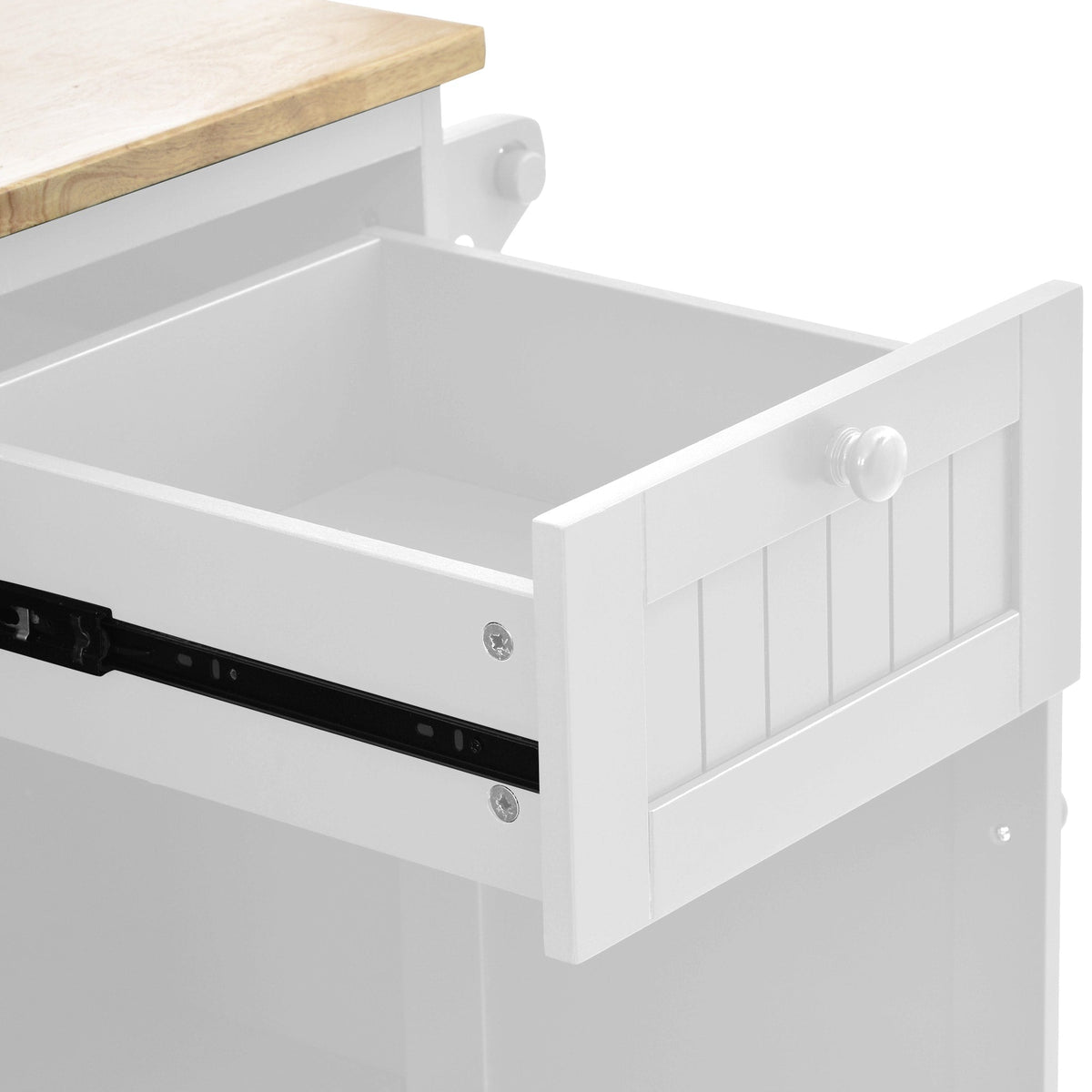 CESICIA White Wood Base with Wood Top Rolling Kitchen Island (18.1-in x 50.8-in x 36.2-in)