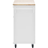 CESICIA White Wood Base with Wood Top Rolling Kitchen Island (18.1-in x 50.8-in x 36.2-in)