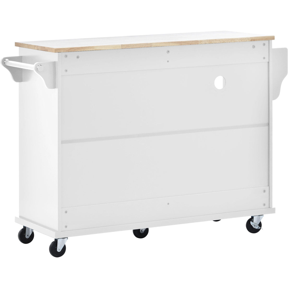 CESICIA White Wood Base with Wood Top Rolling Kitchen Island (18.1-in x 50.8-in x 36.2-in)