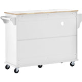 CESICIA White Wood Base with Wood Top Rolling Kitchen Island (18.1-in x 50.8-in x 36.2-in)