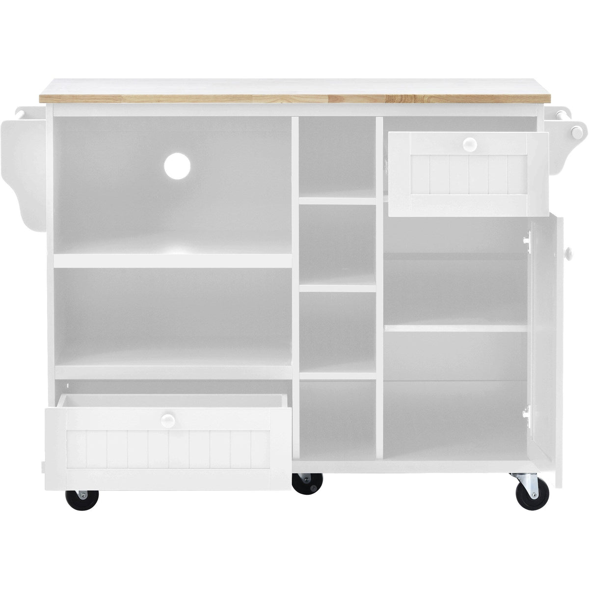 CESICIA White Wood Base with Wood Top Rolling Kitchen Island (18.1-in x 50.8-in x 36.2-in)