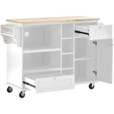 CESICIA White Wood Base with Wood Top Rolling Kitchen Island (18.1-in x 50.8-in x 36.2-in)