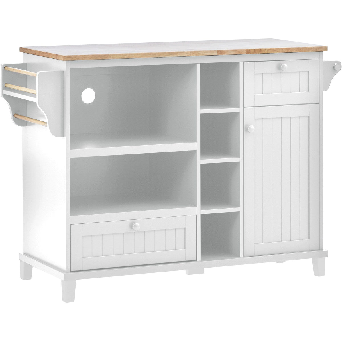 CESICIA White Wood Base with Wood Top Rolling Kitchen Island (18.1-in x 50.8-in x 36.2-in)