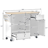 CESICIA White Wood Base with Wood Top Rolling Kitchen Island (18.1-in x 50.8-in x 36.2-in)