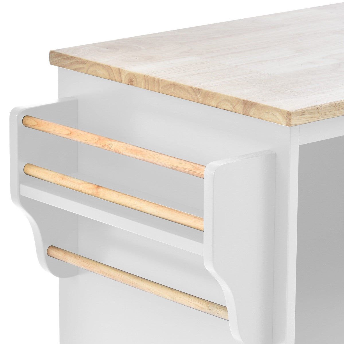 CESICIA White Wood Base with Wood Top Rolling Kitchen Island (18.1-in x 50.8-in x 36.2-in)
