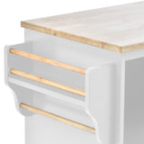 CESICIA White Wood Base with Wood Top Rolling Kitchen Island (18.1-in x 50.8-in x 36.2-in)