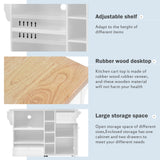 CESICIA White Wood Base with Wood Top Rolling Kitchen Island (18.1-in x 50.8-in x 36.2-in)