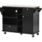 CESICIA Black Wood Base with Wood Top Rolling Kitchen Island (18.1-in x 50.8-in x 36.2-in)