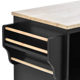 CESICIA Black Wood Base with Wood Top Rolling Kitchen Island (18.1-in x 50.8-in x 36.2-in)