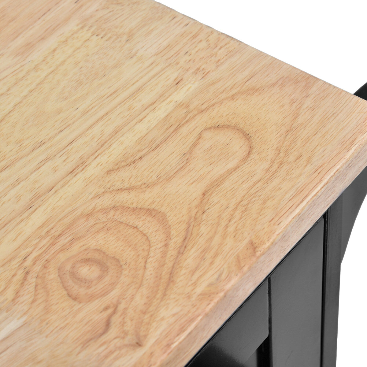 CESICIA Black Wood Base with Wood Top Rolling Kitchen Island (18.1-in x 50.8-in x 36.2-in)