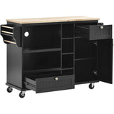CESICIA Black Wood Base with Wood Top Rolling Kitchen Island (18.1-in x 50.8-in x 36.2-in)