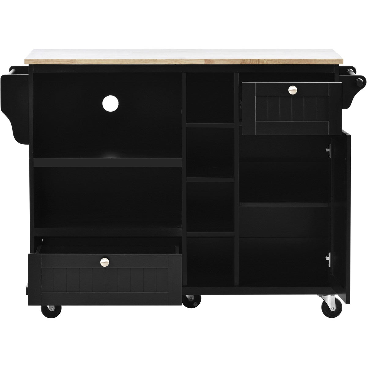 CESICIA Black Wood Base with Wood Top Rolling Kitchen Island (18.1-in x 50.8-in x 36.2-in)