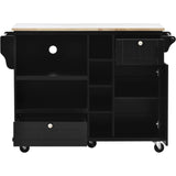 CESICIA Black Wood Base with Wood Top Rolling Kitchen Island (18.1-in x 50.8-in x 36.2-in)