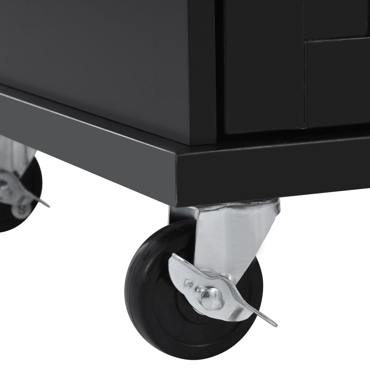 CESICIA Black Wood Base with Wood Top Rolling Kitchen Island (18.1-in x 50.8-in x 36.2-in)