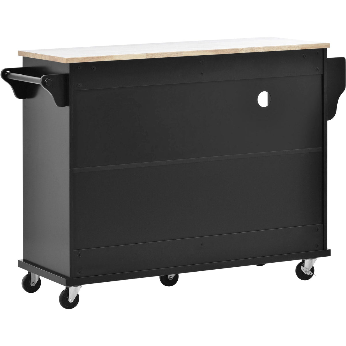 CESICIA Black Wood Base with Wood Top Rolling Kitchen Island (18.1-in x 50.8-in x 36.2-in)