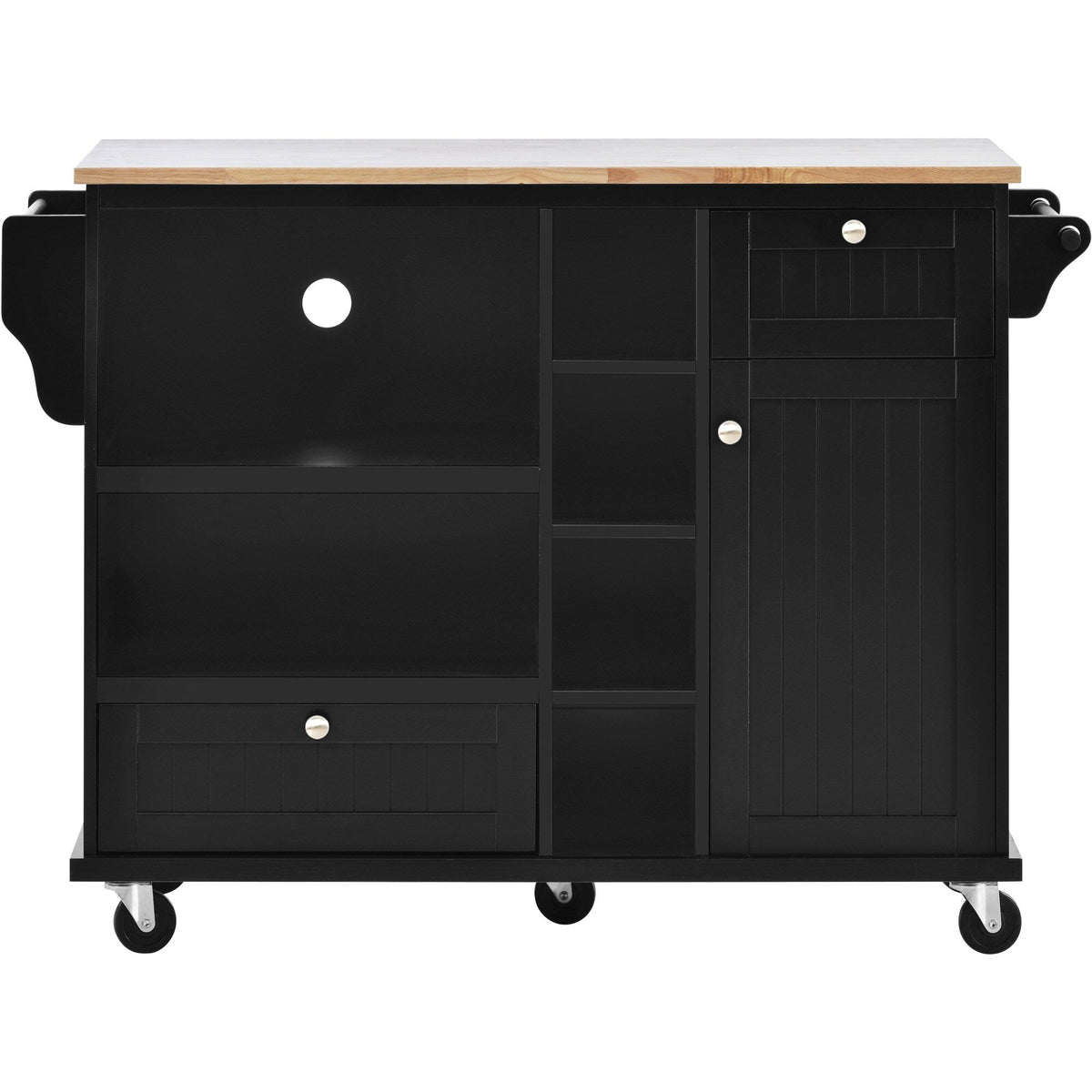 CESICIA Black Wood Base with Wood Top Rolling Kitchen Island (18.1-in x 50.8-in x 36.2-in)