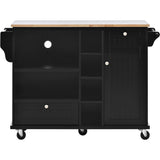 CESICIA Black Wood Base with Wood Top Rolling Kitchen Island (18.1-in x 50.8-in x 36.2-in)