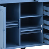 CESICIA Blue Wood Base with Wood Top Rolling Kitchen Island (18.1-in x 52.8-in x 36.2-in)
