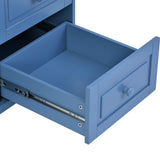 CESICIA Blue Wood Base with Wood Top Rolling Kitchen Island (18.1-in x 52.8-in x 36.2-in)