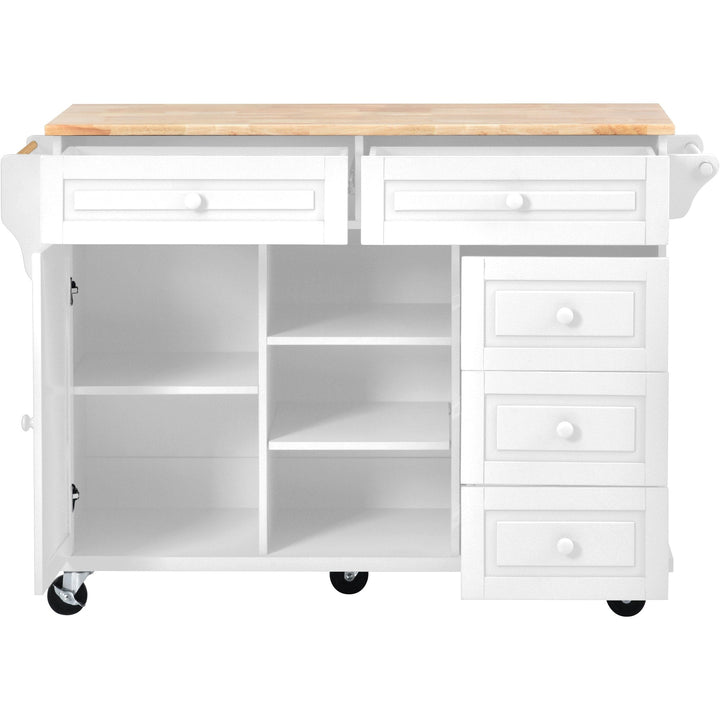 CESICIA White Wood Base with Wood Top Rolling Kitchen Island (18.1-in x 52.8-in x 36.2-in)