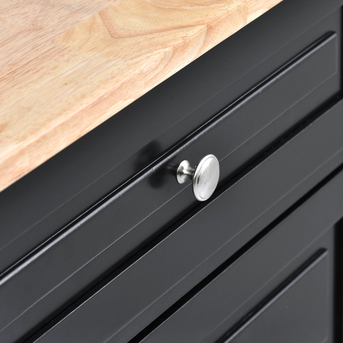 CESICIA Black Wood Base with Wood Top Rolling Kitchen Island (18.1-in x 52.8-in x 36.2-in)