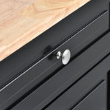 CESICIA Black Wood Base with Wood Top Rolling Kitchen Island (18.1-in x 52.8-in x 36.2-in)