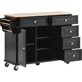 CESICIA Black Wood Base with Wood Top Rolling Kitchen Island (18.1-in x 52.8-in x 36.2-in)