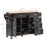 CESICIA Black Wood Base with Wood Top Rolling Kitchen Island (18.1-in x 52.8-in x 36.2-in)