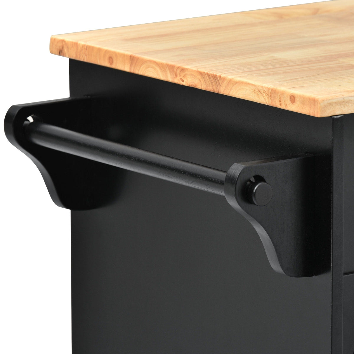 CESICIA Black Wood Base with Wood Top Rolling Kitchen Island (18.1-in x 52.8-in x 36.2-in)