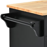 CESICIA Black Wood Base with Wood Top Rolling Kitchen Island (18.1-in x 52.8-in x 36.2-in)