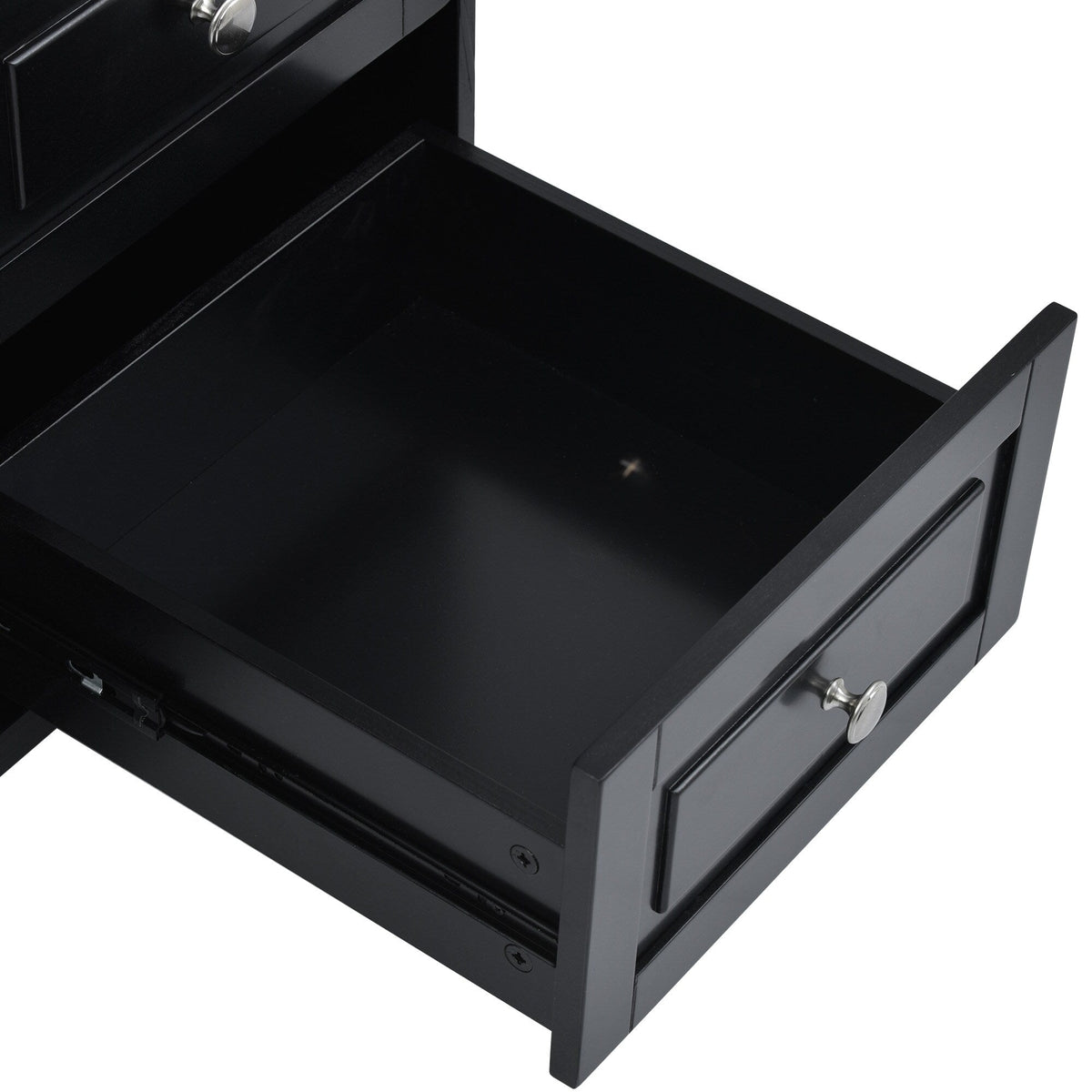 CESICIA Black Wood Base with Wood Top Rolling Kitchen Island (18.1-in x 52.8-in x 36.2-in)