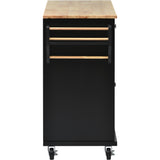 CESICIA Black Wood Base with Wood Top Rolling Kitchen Island (18.1-in x 52.8-in x 36.2-in)