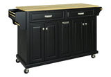 CESICIA Black Wood Base with Wood Top Rolling Kitchen Island (18-in x 51-in x 36-in)