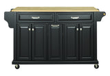 CESICIA Black Wood Base with Wood Top Rolling Kitchen Island (18-in x 51-in x 36-in)